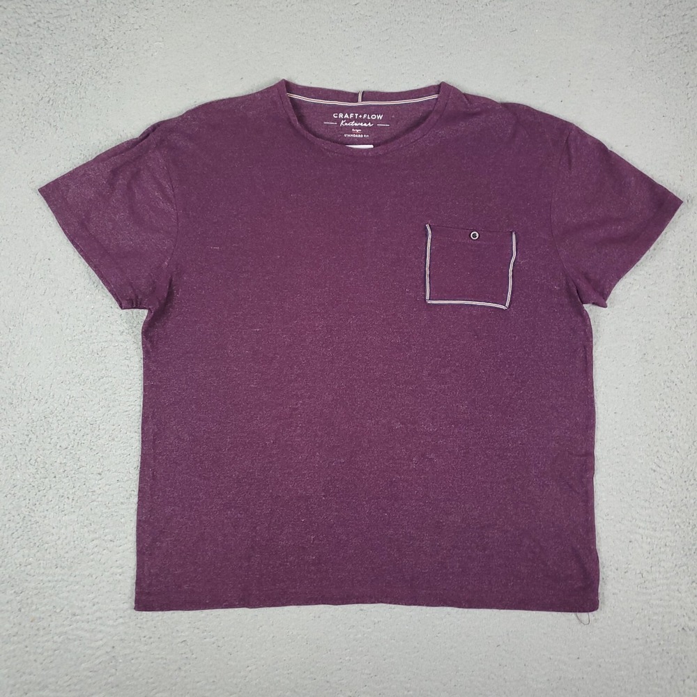 Craft + Flow Purple Casual Pocket Standard Fit Short Sleeve T-Shirt Mens Size L